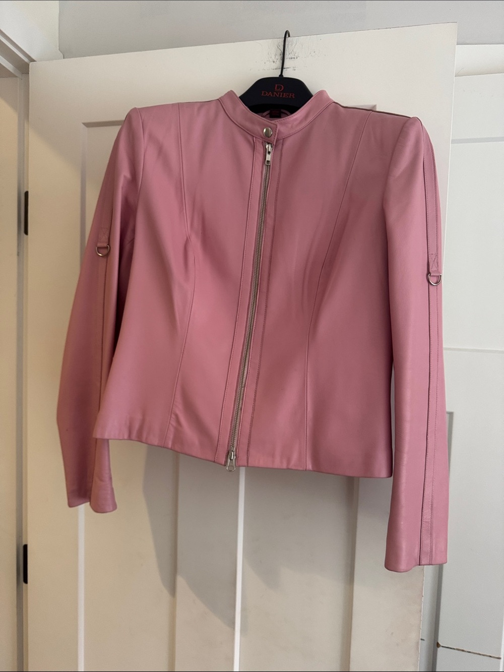Danier Dusty Pink Zip-Front Leather Jacket